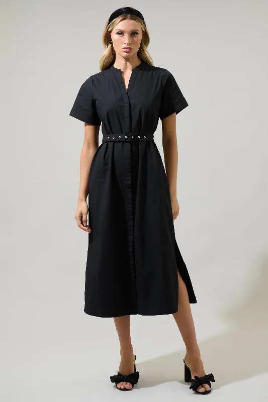 Amira Button Front Midi Dress