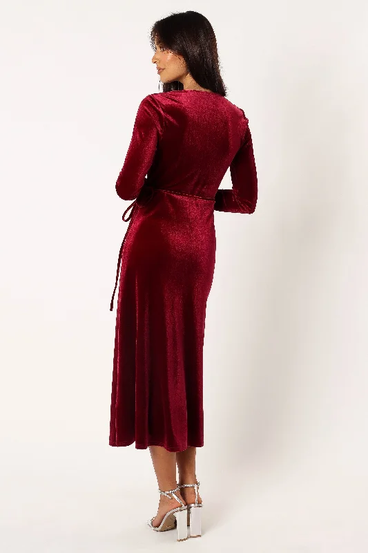 Darby Long Sleeve Midi Dress - Burgundy