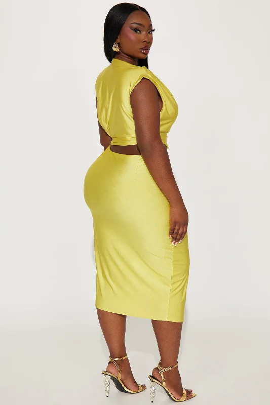 Jocelyn Draped Midi Dress - Yellow