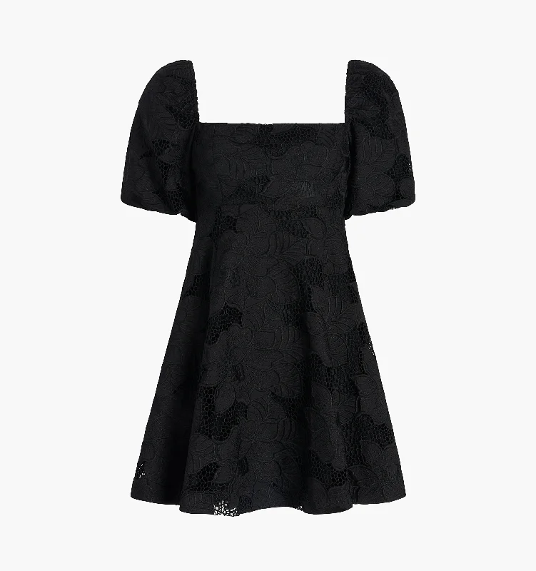 The Matilda Mini Dress - Black Floral Lace