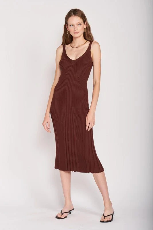 Open Back Ribbed Knit Dress