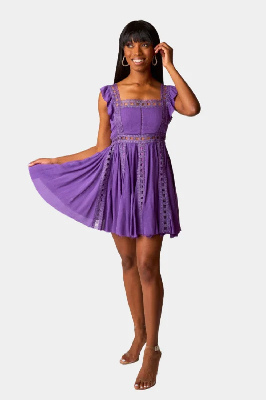 Adams Laced Mini Dress - Purple