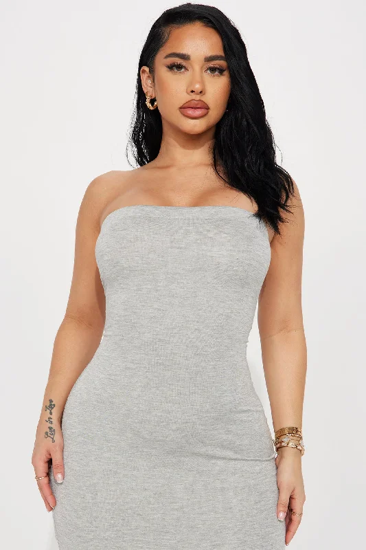 Aeryn Tube Midi Dress - Heather Grey