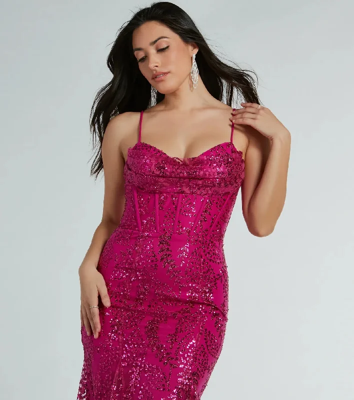 Anna Bustier Mermaid Glitter Sequin Formal Dress