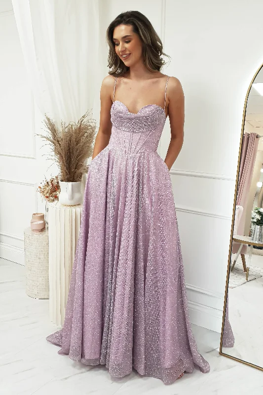 Aurora Corset Glitter Gown | Lavendar