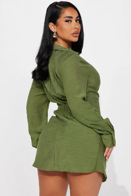 Autumn Nights Mini Dress - Green