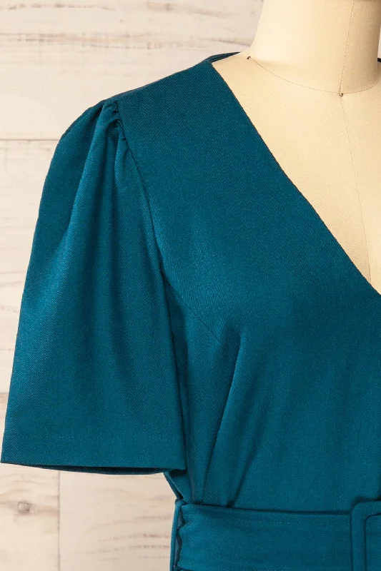 Bangkok Teal | Short A-Line Dress w/ Belt