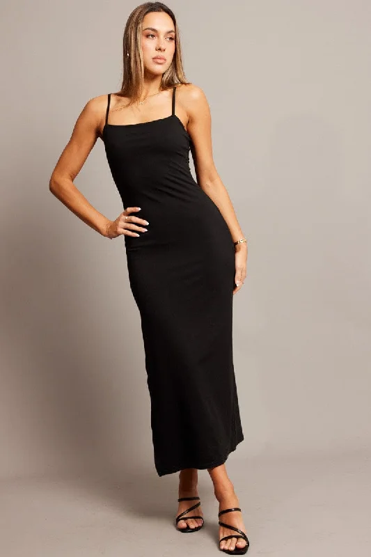 Black Bodycon Dress Maxi Supersoft