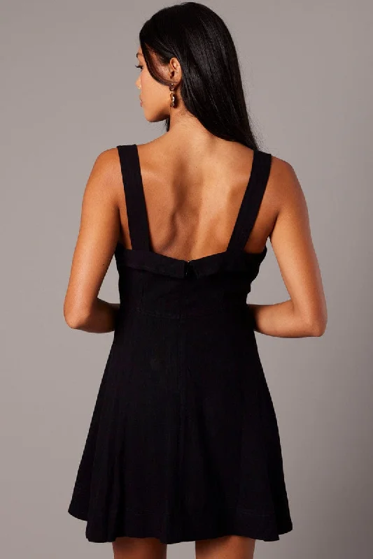 Black Fit And Flare Dress Mini