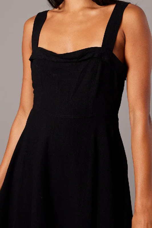 Black Fit And Flare Dress Mini