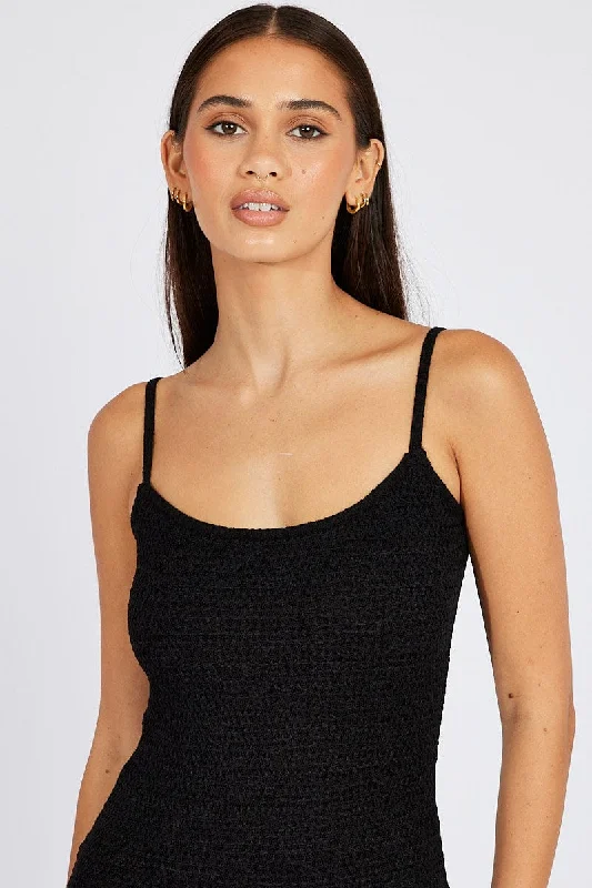 Black Knit Dress Maxi Strappy