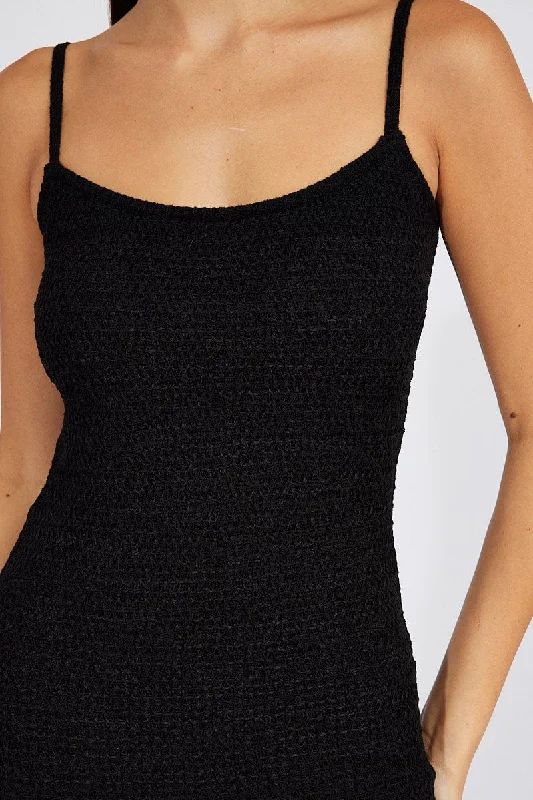 Black Knit Dress Maxi Strappy