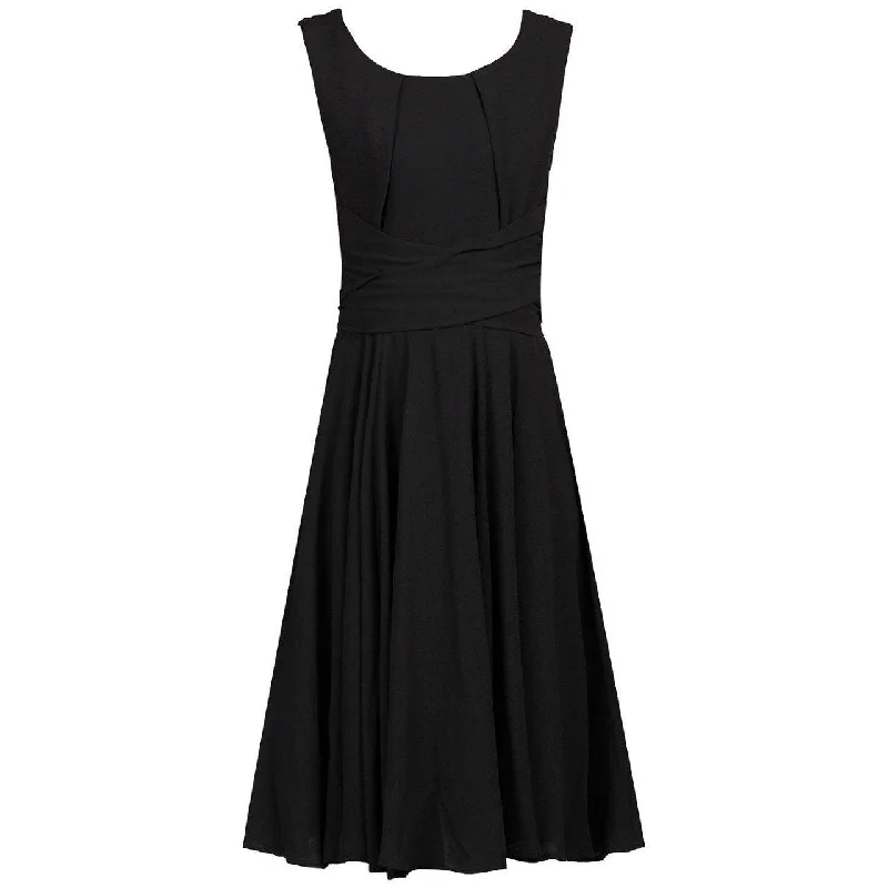 Black Wrap Belted Skater Dress