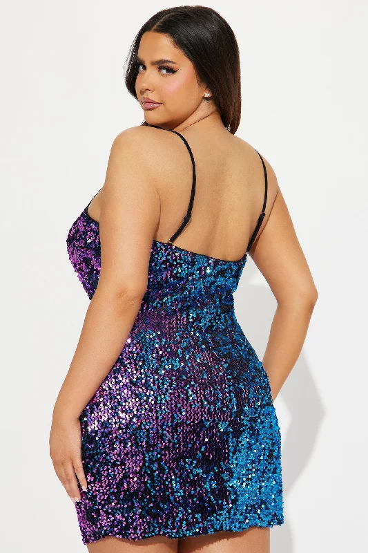 Bright Light Sequin Mini Dress - Purple/combo