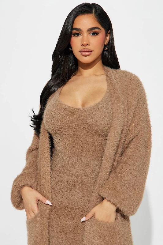 Caitlyn Cozy Mini Dress Set - Taupe