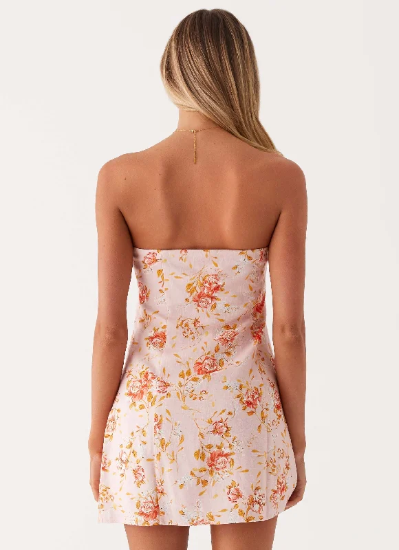 Cali Strapless Mini Dress - Pink Floral