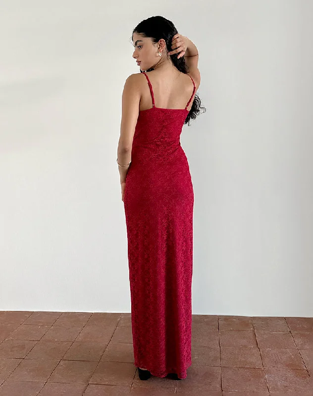 Cantha Maxi Dress in Mari Lace Red