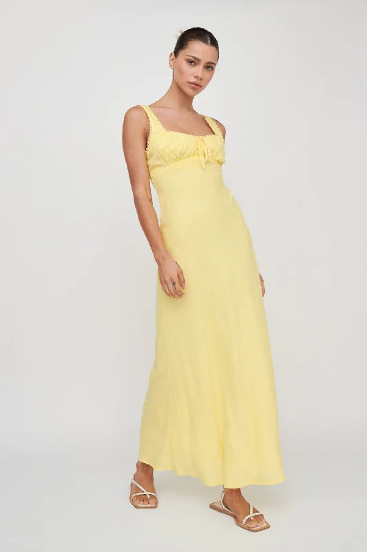 Carlee Gathered Bust Maxi Dress Yellow