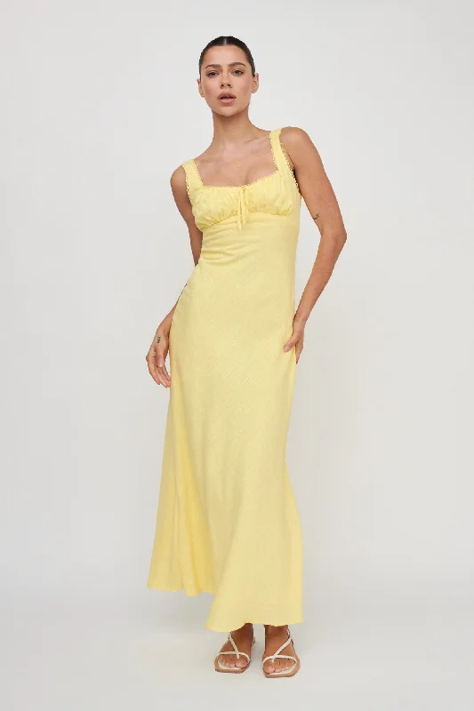 Carlee Gathered Bust Maxi Dress Yellow