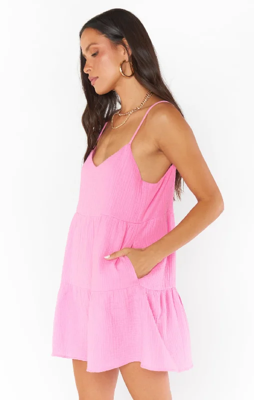 Caroline Mini Dress ~ Bubblegum Gauze