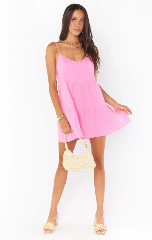 Caroline Mini Dress ~ Bubblegum Gauze