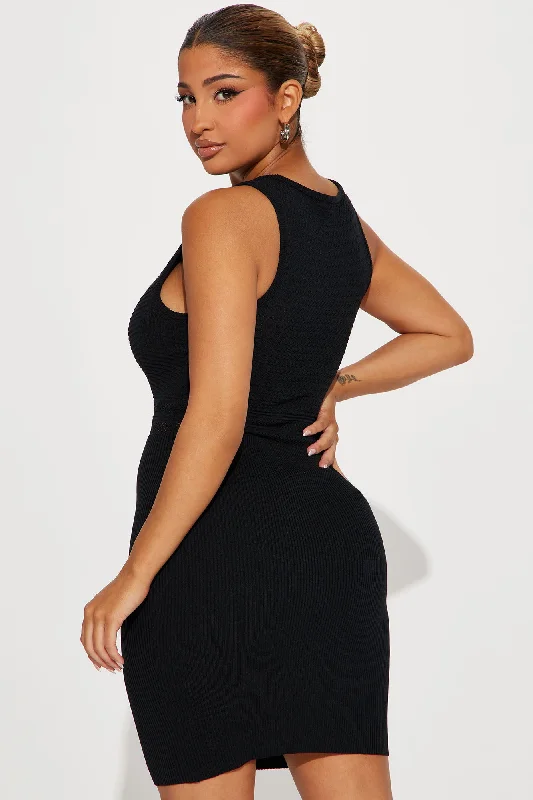 Celeste Sweater Mini Dress - Black