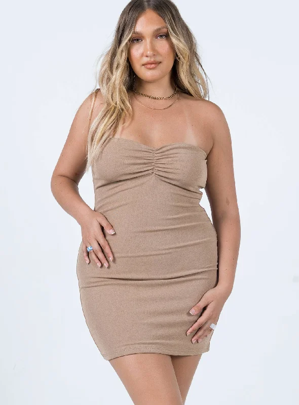 Charm Strapless Mini Dress Brown