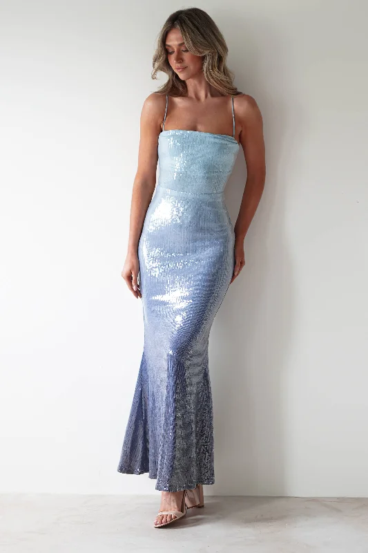 Chloé Ombre Sequin Maxi Gown | Blue/Grey