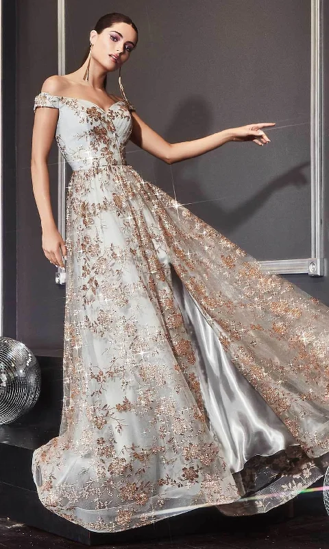 Cinderella Divine - Floral Print A-Line Prom Gown CB069