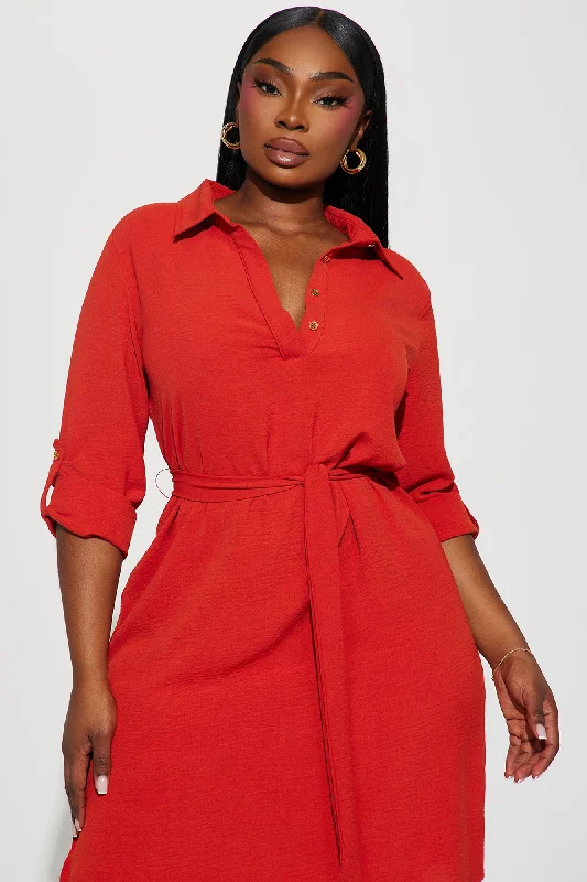 Claire Mini Shirt Dress - Rust