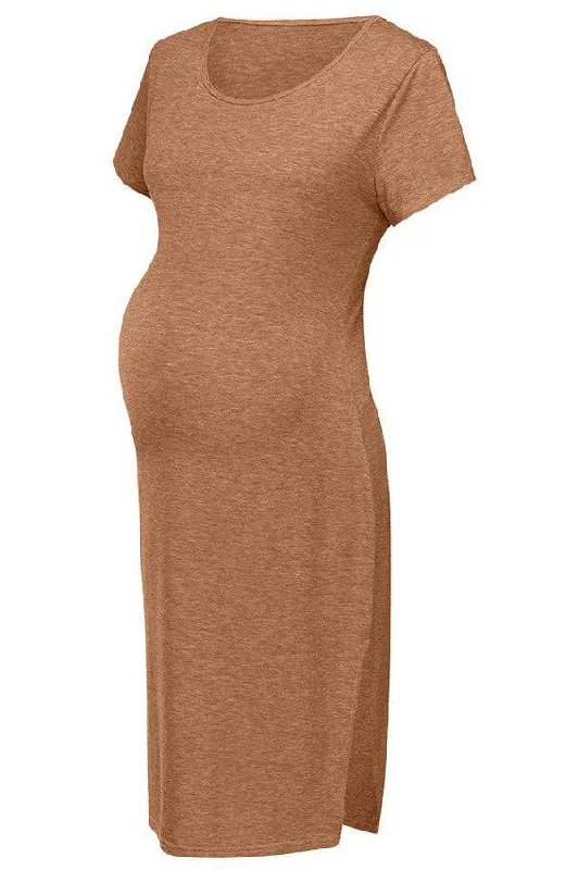 Comfortable Short Sleeved Sexy Split Maternity Dress