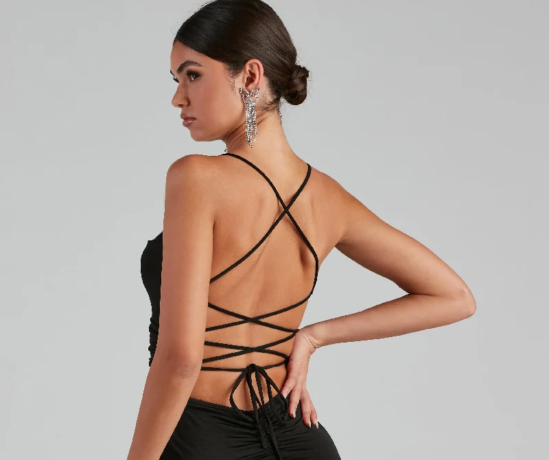 Dance Till Dawn Lace-Up Mini Dress