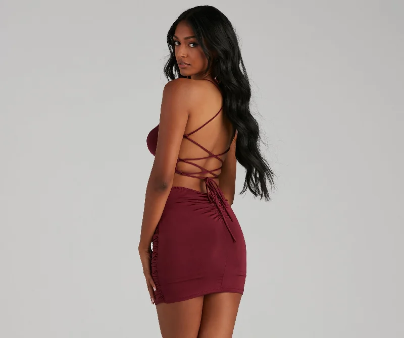 Dance Till Dawn Lace-Up Mini Dress