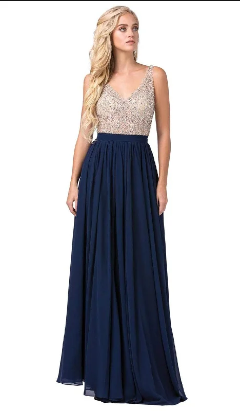 Dancing Queen - 2569 Illusion Beaded Bodice Flowy Prom Dress