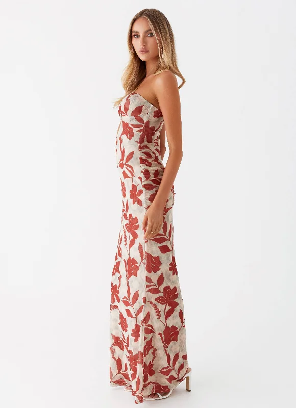 Dearest Maxi Dress - Red Green Floral