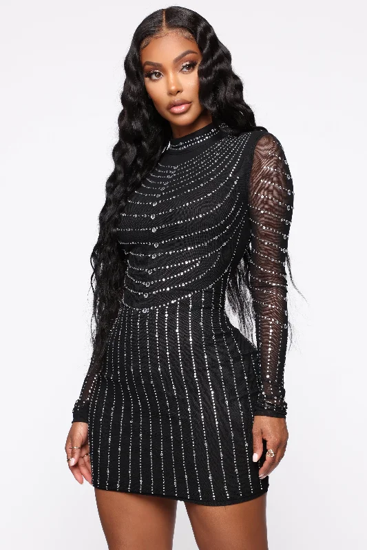 Dripping In Diamonds Mini Dress - Black