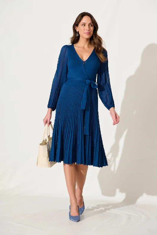 Ego Midi Knit Dress In Cobalt Blue