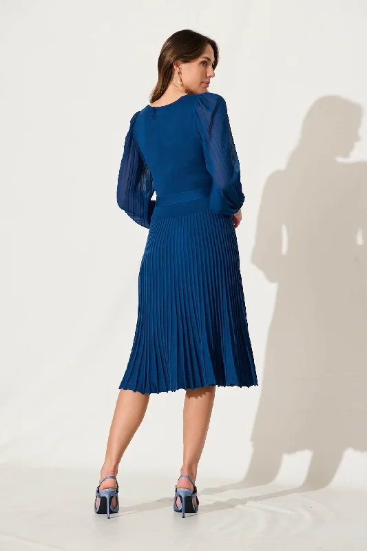 Ego Midi Knit Dress In Cobalt Blue