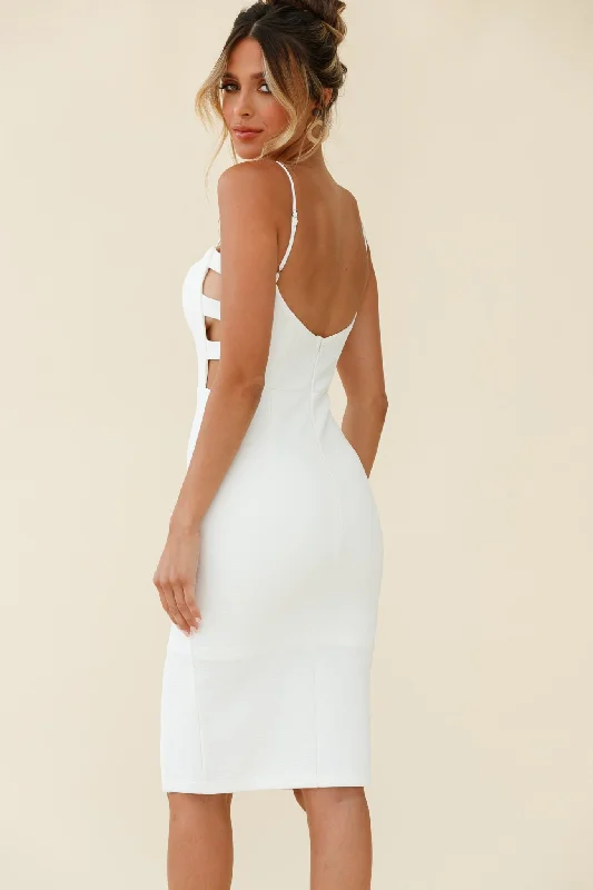 Elenia Cut-Out Detail Bodycon Dress White