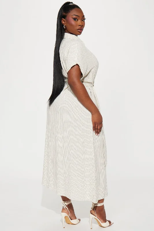 Eliza Button Up Maxi Dress - Oatmeal