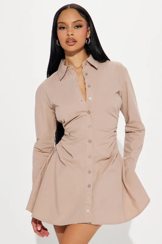 Friday Feels Shirt Dress - Mocha