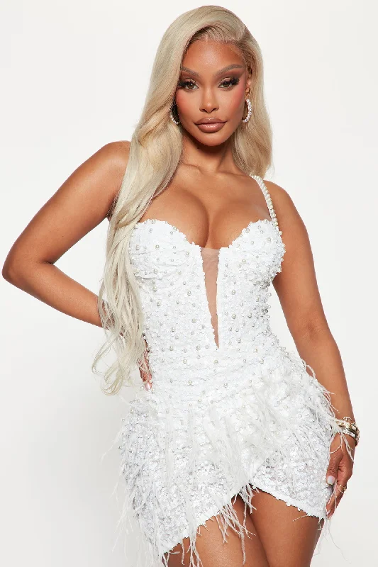 Gina Embellished Mini Dress - White