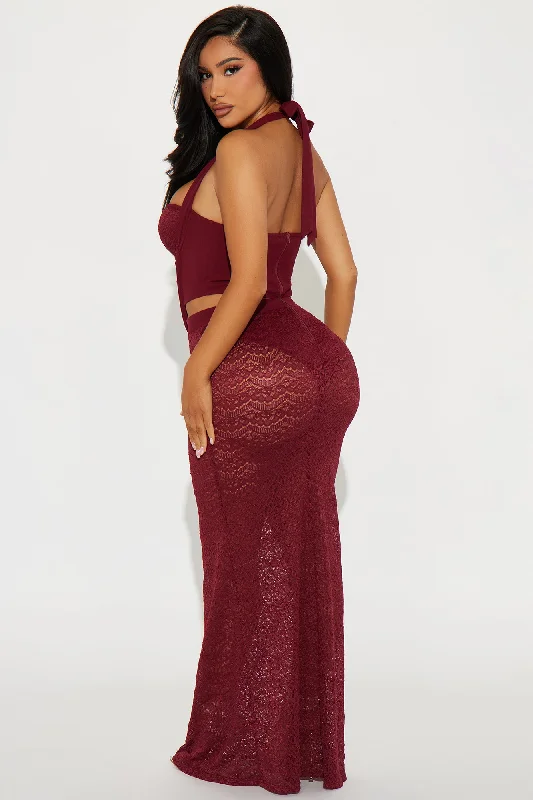 Heidi Lace Maxi Dress - Wine