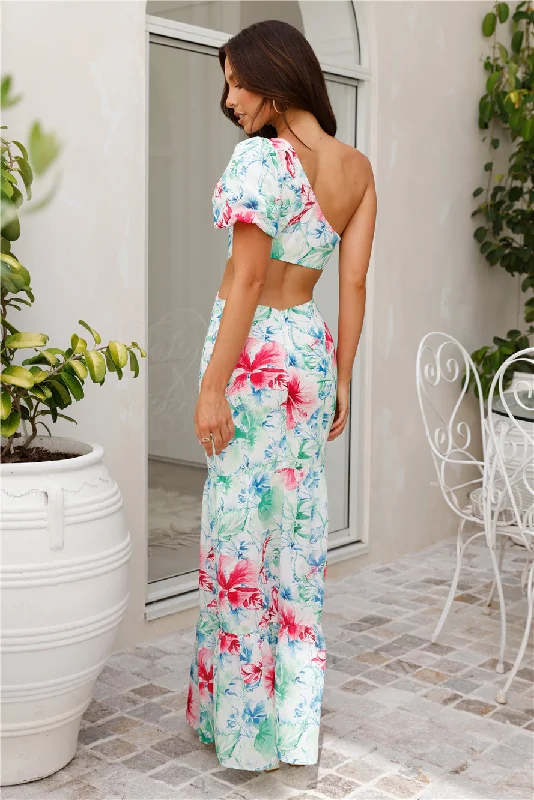 HELLO MOLLY Where Wildflowers Bloom One Shoulder Maxi Dress Print