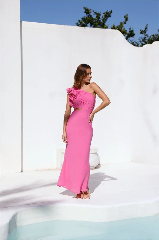 In These Moments One Shoulder Maxi Dress Pink