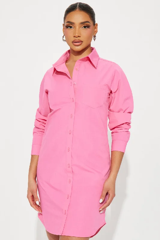 Jamie Shirt Dress - Pink