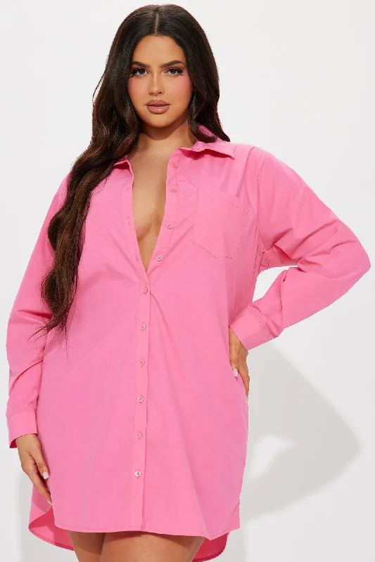 Jamie Shirt Dress - Pink