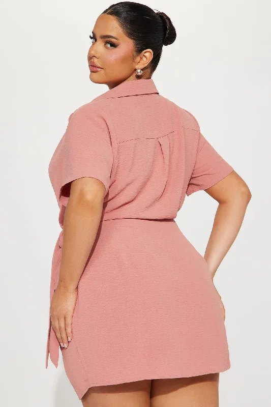 Jenna Wrap Mini Dress - Mauve