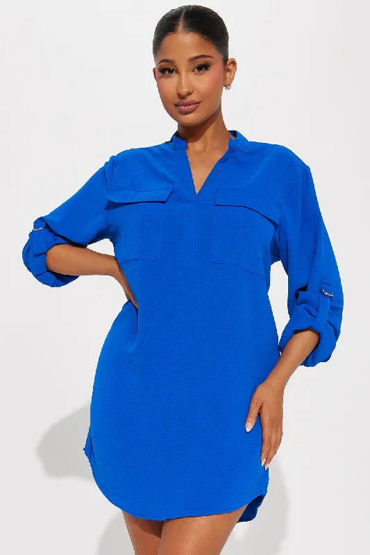 Jennifer Mini Shirt Dress - Blue