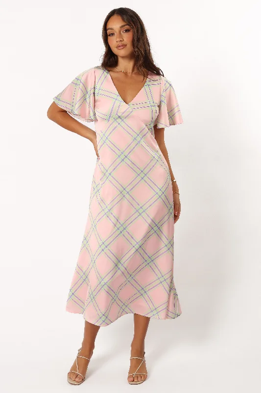 Jess Midi Dress - Pink Check